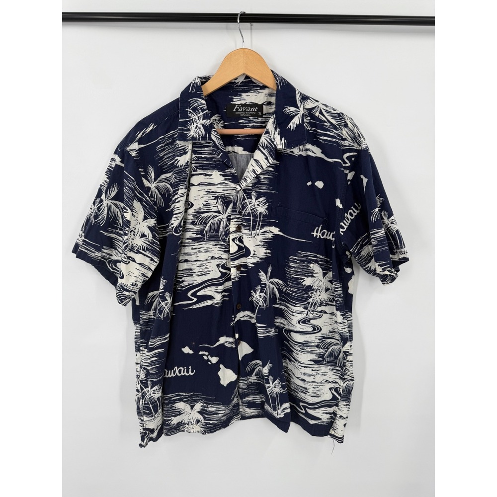 Favant Hawaiian Shirt Mens XL Cotton Casual Relaxed Vacation Beach Resort